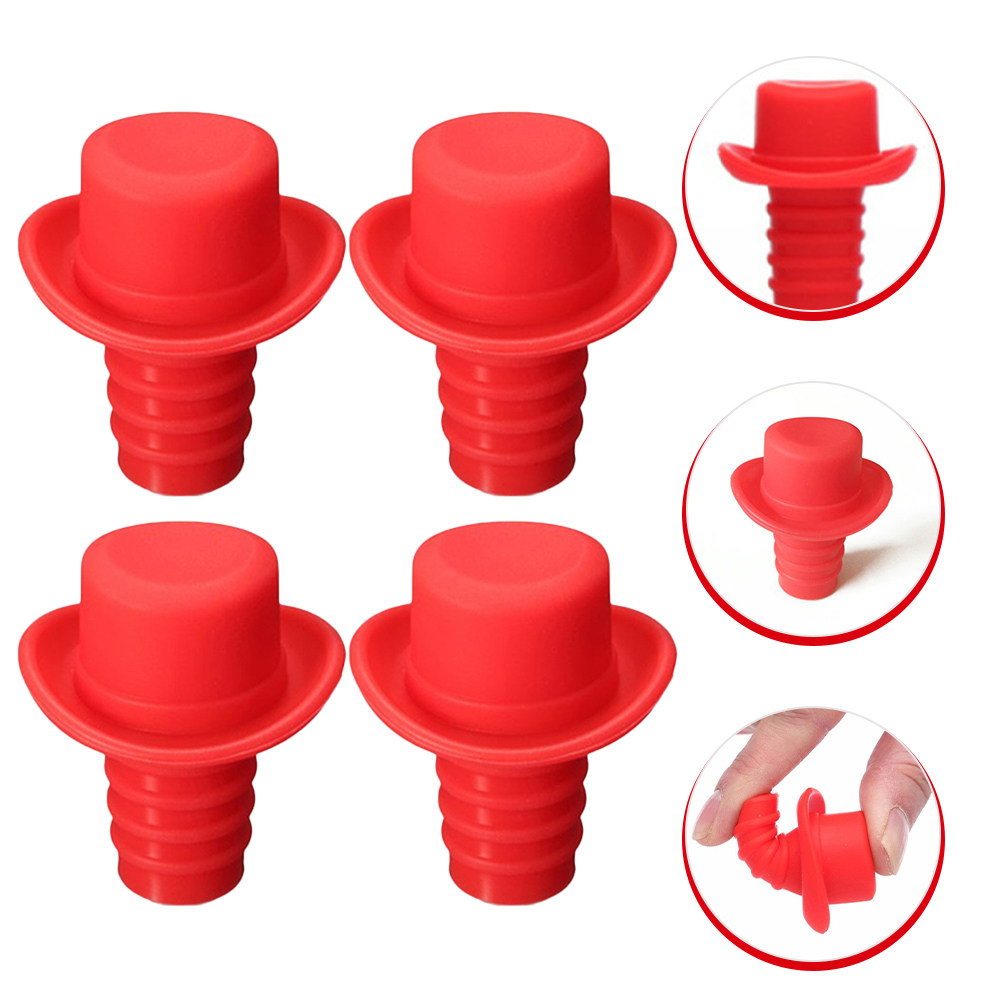 Wine Beer Hat - 4 tappi in silicone per bottiglie